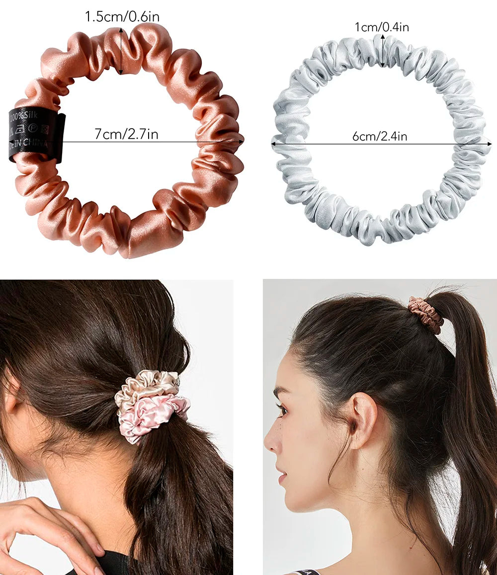 100% Pure Mulberry Silk Scrunchies Hair Ties