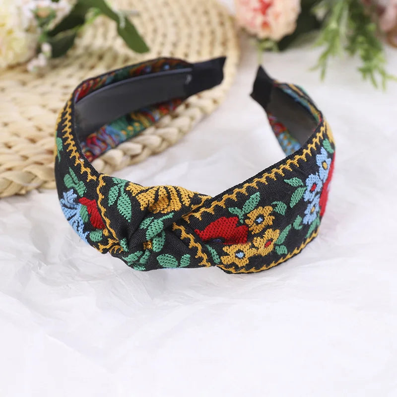 Bohemian Floral/ Leafy Embroidered Hairbands – Retro Headband for Women and Girls