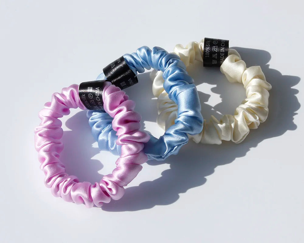 100% Pure Mulberry Silk Scrunchies Hair Ties