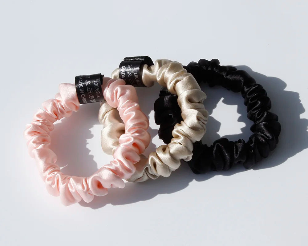 100% Pure Mulberry Silk Scrunchies Hair Ties