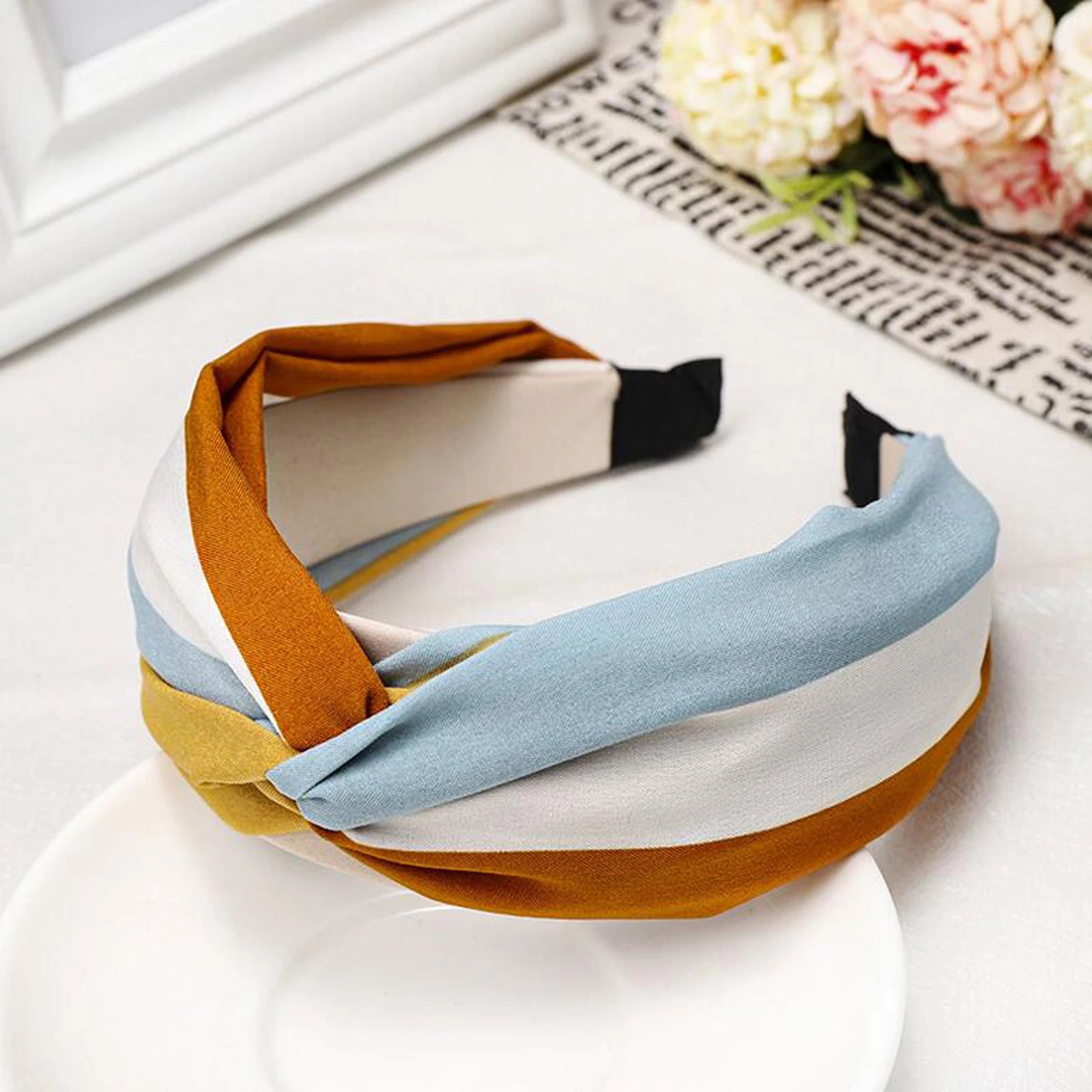 Classic Striped Cross Knot Turban Headband
