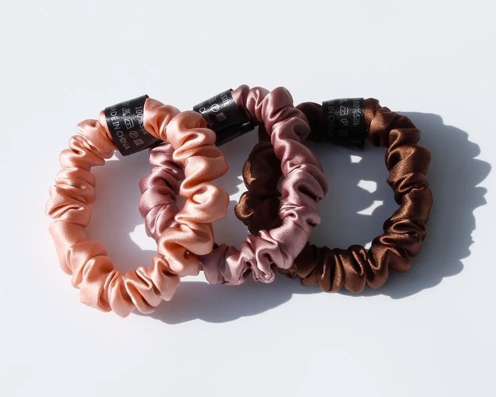 100% Pure Mulberry Silk Scrunchies Hair Ties