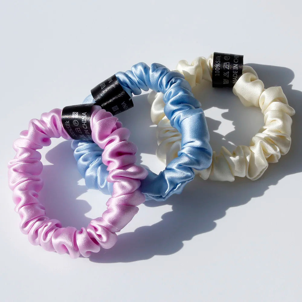 100% Pure Mulberry Silk Scrunchies Hair Ties