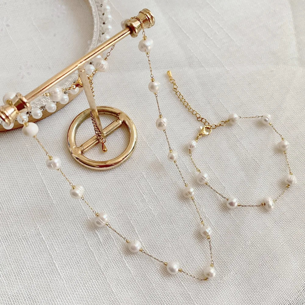 Timeless Freshwater Pearl Choker Necklace On Gold Vermeil Chain