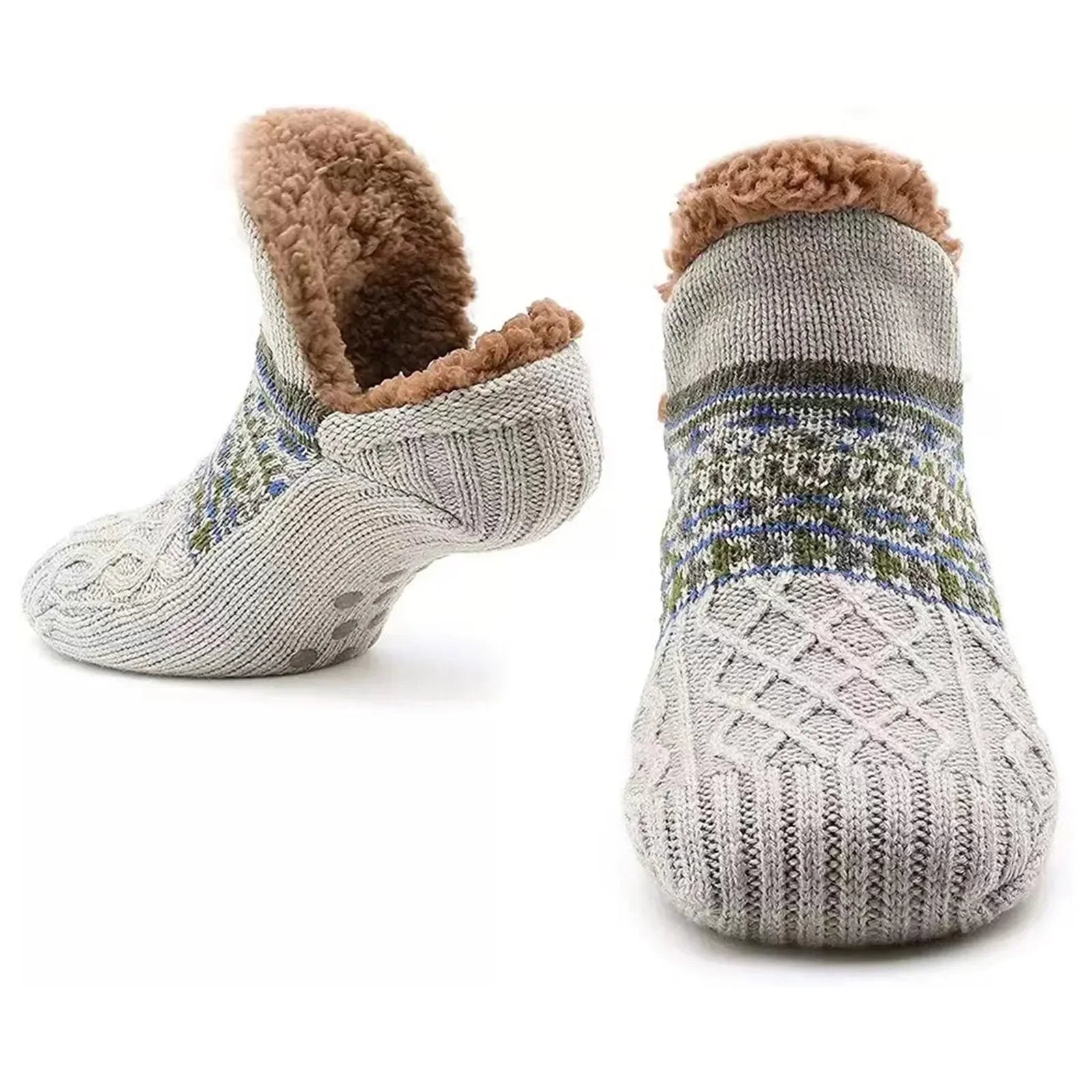 Cozy Fluffy Thermal Floor Socks – Non-Slip Soles Soft Slippers for Home