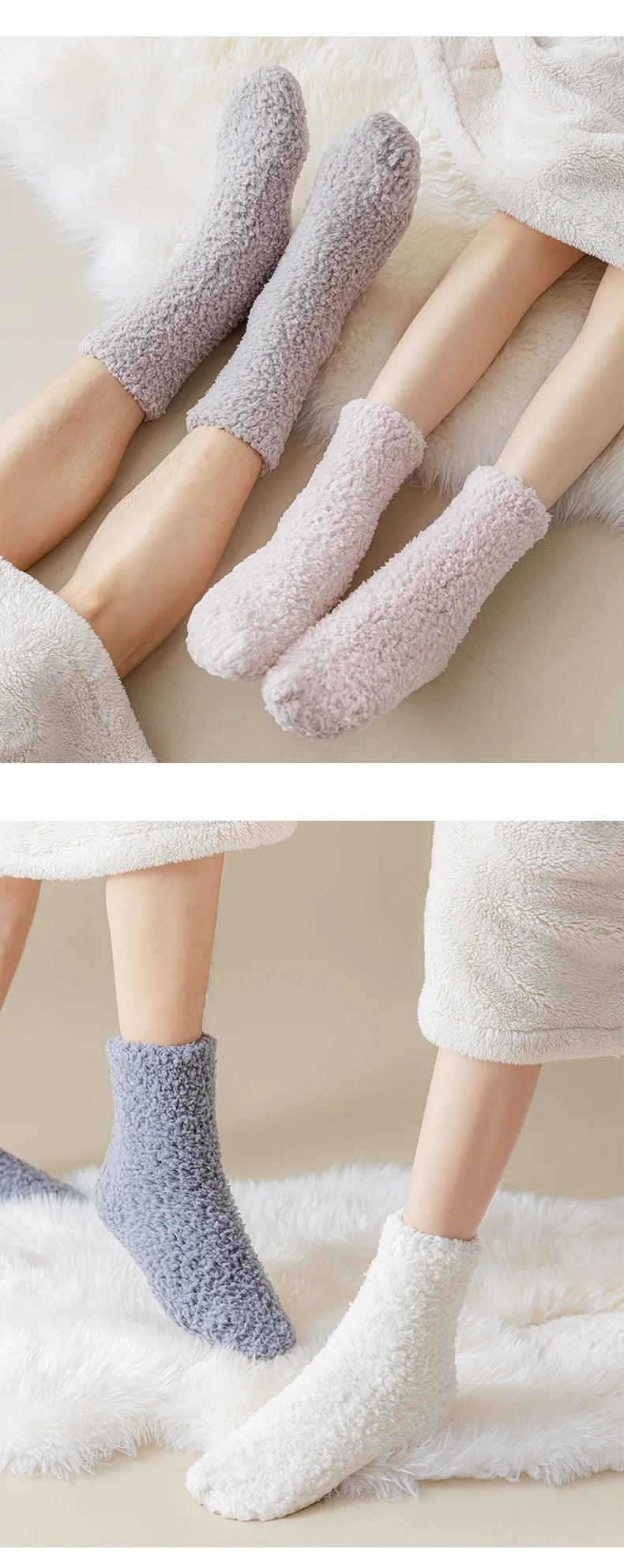 Coral Plush Mid-Tube Slipper Socks for Women