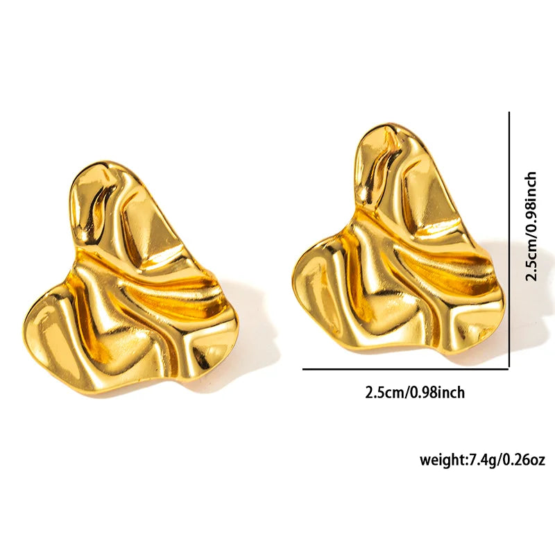 Geometric Pleated Stud Earring Set