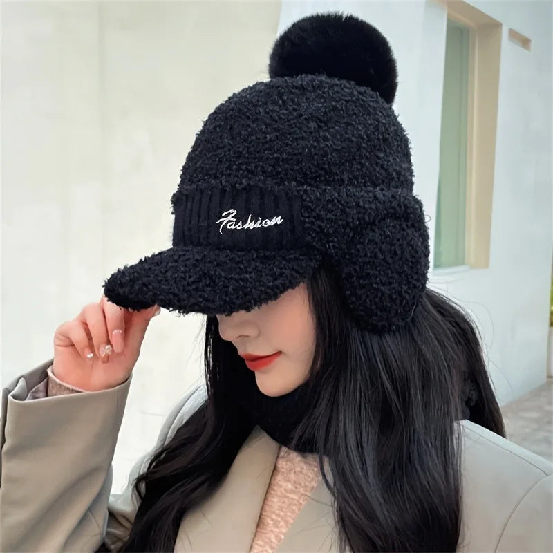 Stylish Windproof Winter Fur Hat with Ear Flaps