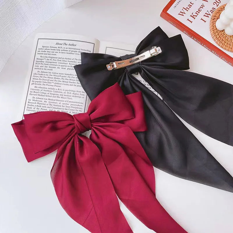 Elegant Satin Large Bow Hair Clip