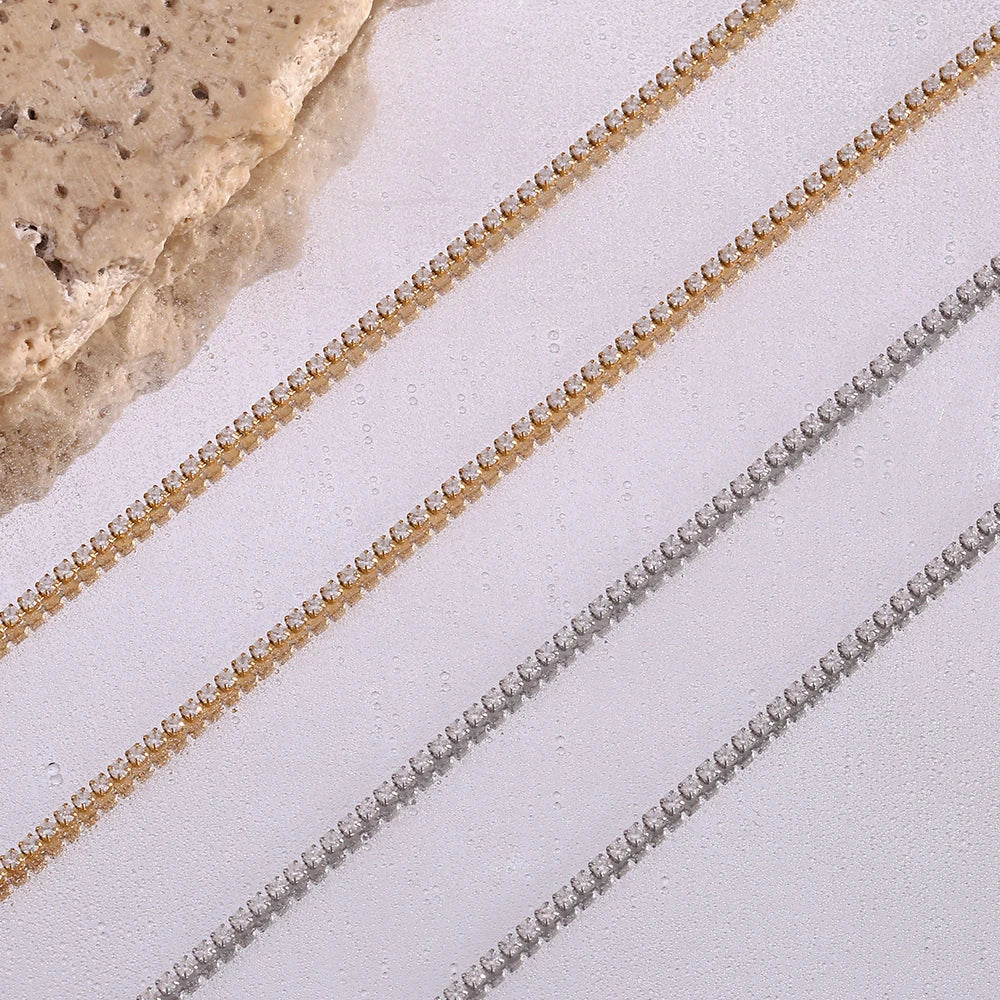 Minimalist Zircon Chain Necklace and Bracelet Set