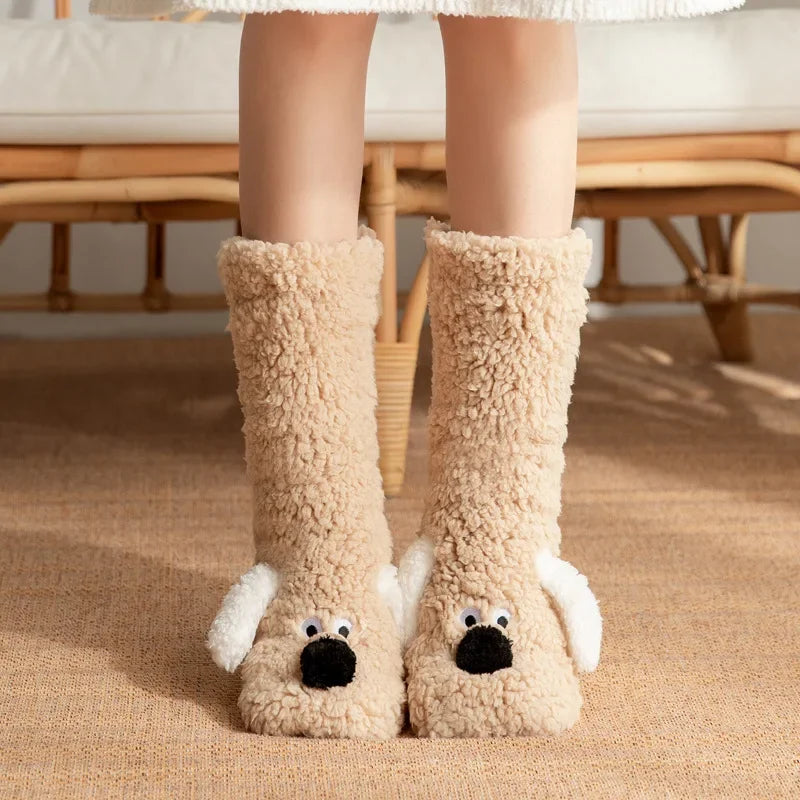 Cozy Floor Puppy Socks for Adults - Lounge Edition
