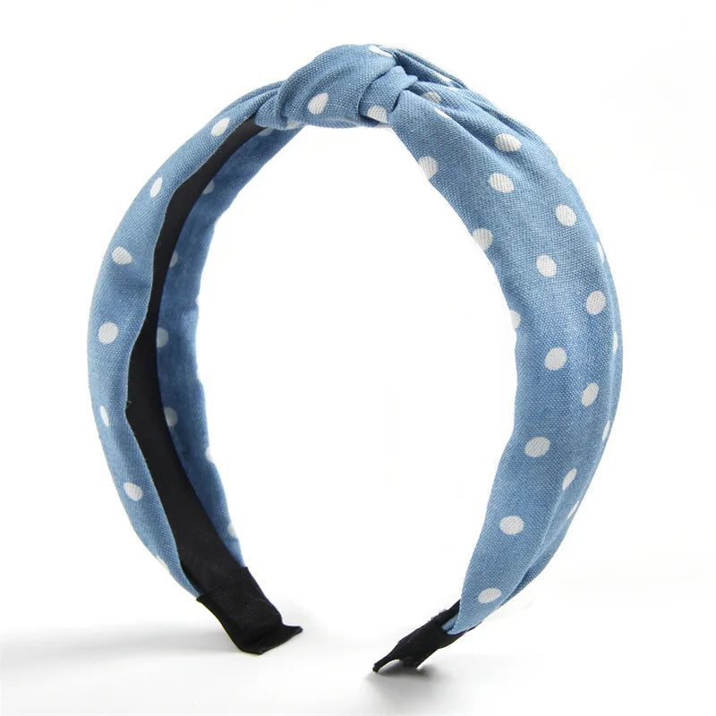Knotted Denim Print Headband for Women and Girls