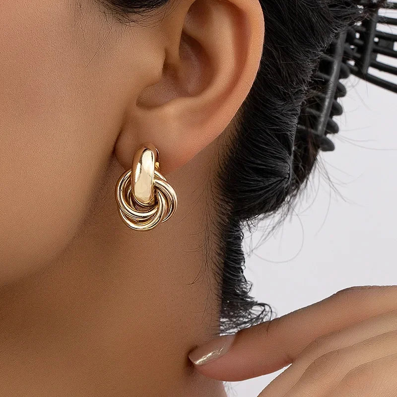Classic Knot Stud Earrings in Gold and Sleek Silver