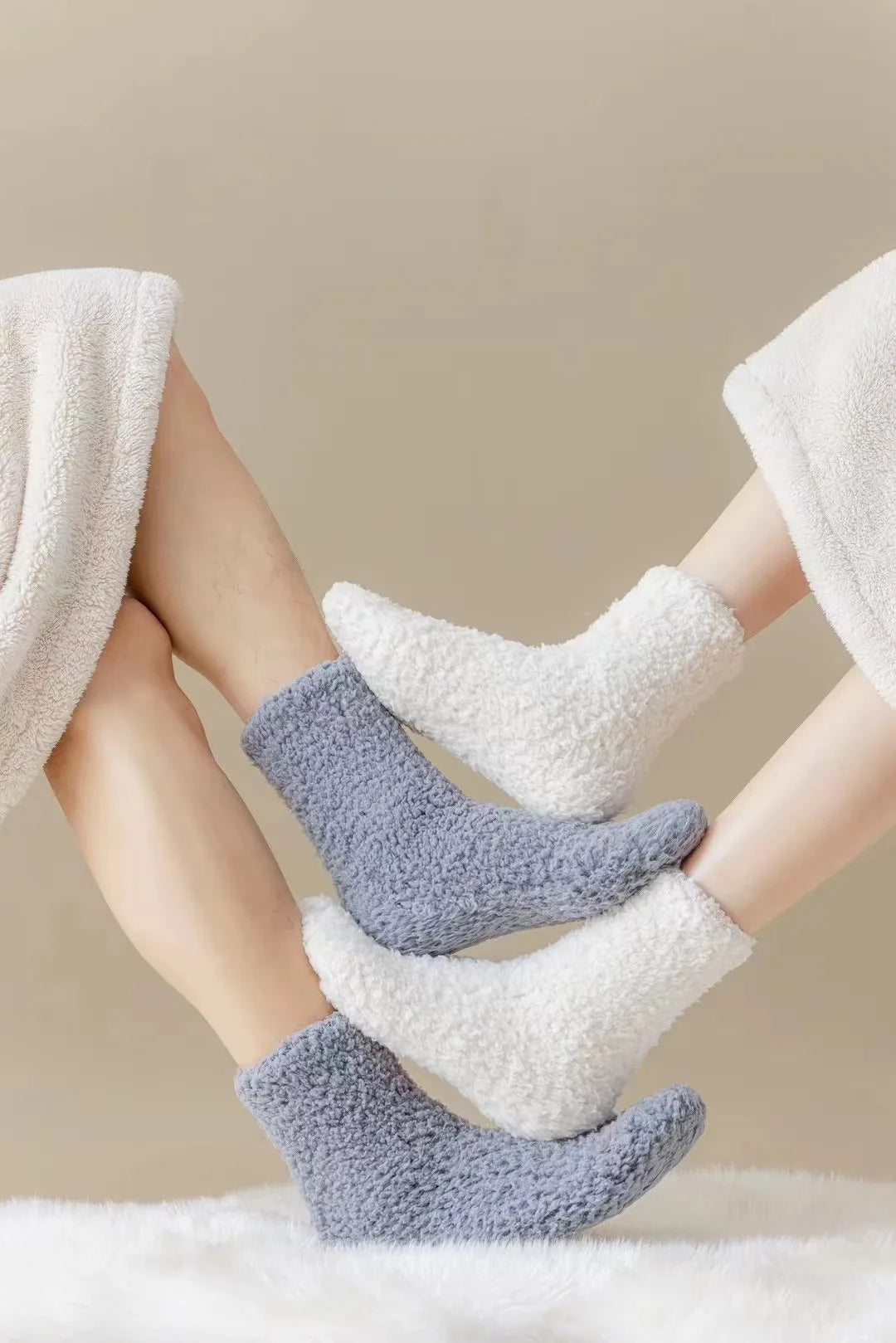 Coral Plush Mid-Tube Slipper Socks for Women