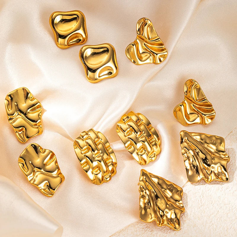 Geometric Pleated Stud Earring Set