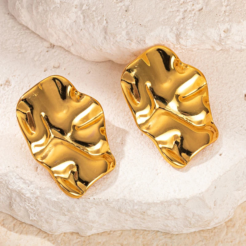 Geometric Pleated Stud Earring Set