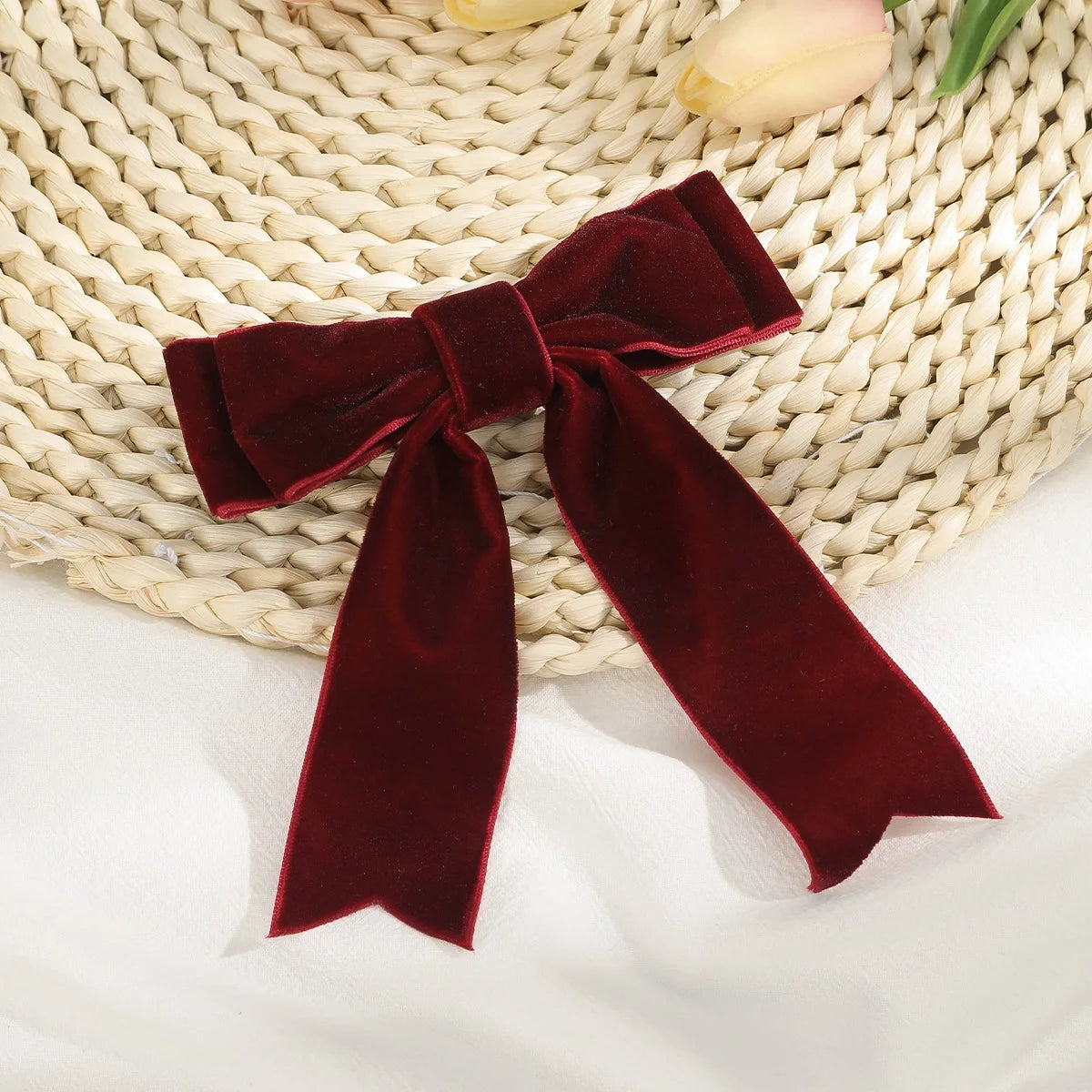 Elegant Velvet Ribbon Bow Hair Clip