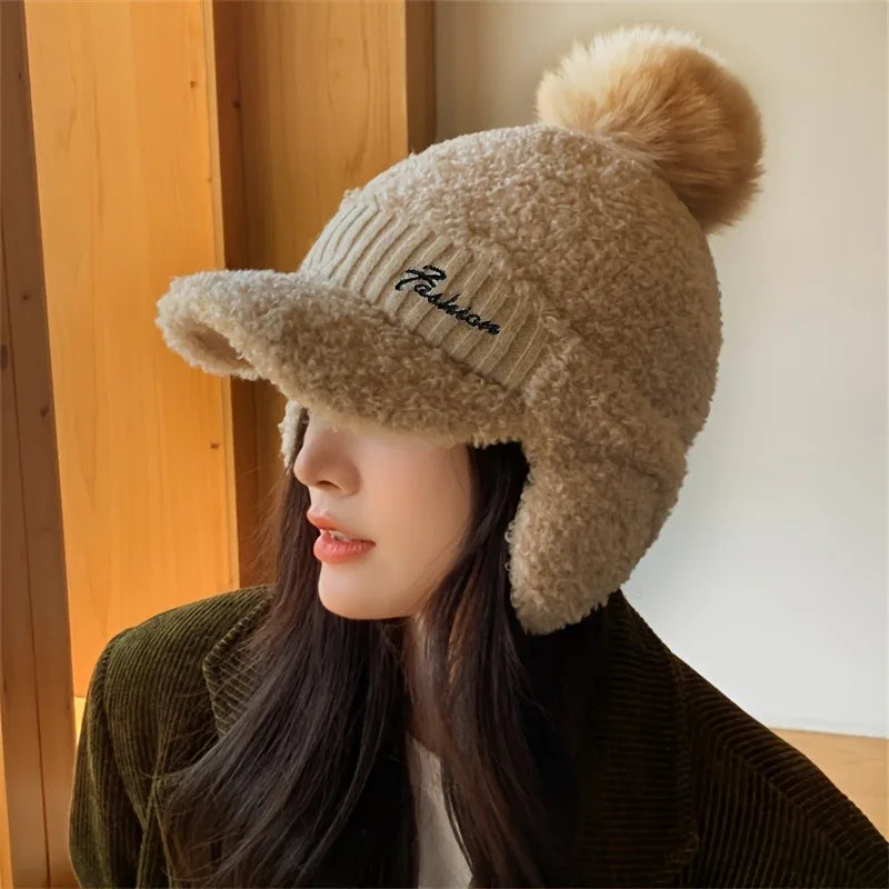 Stylish Windproof Winter Fur Hat with Ear Flaps