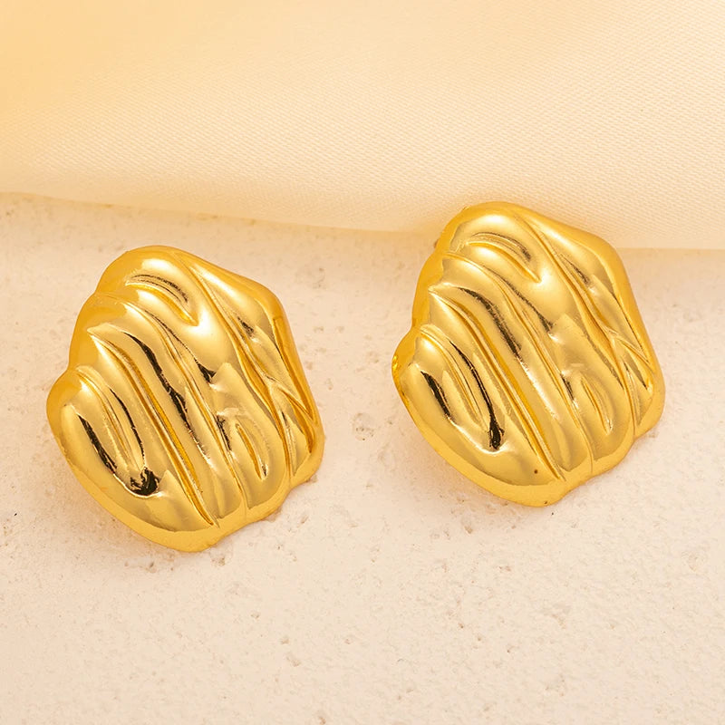 Geometric Pleated Stud Earring Set