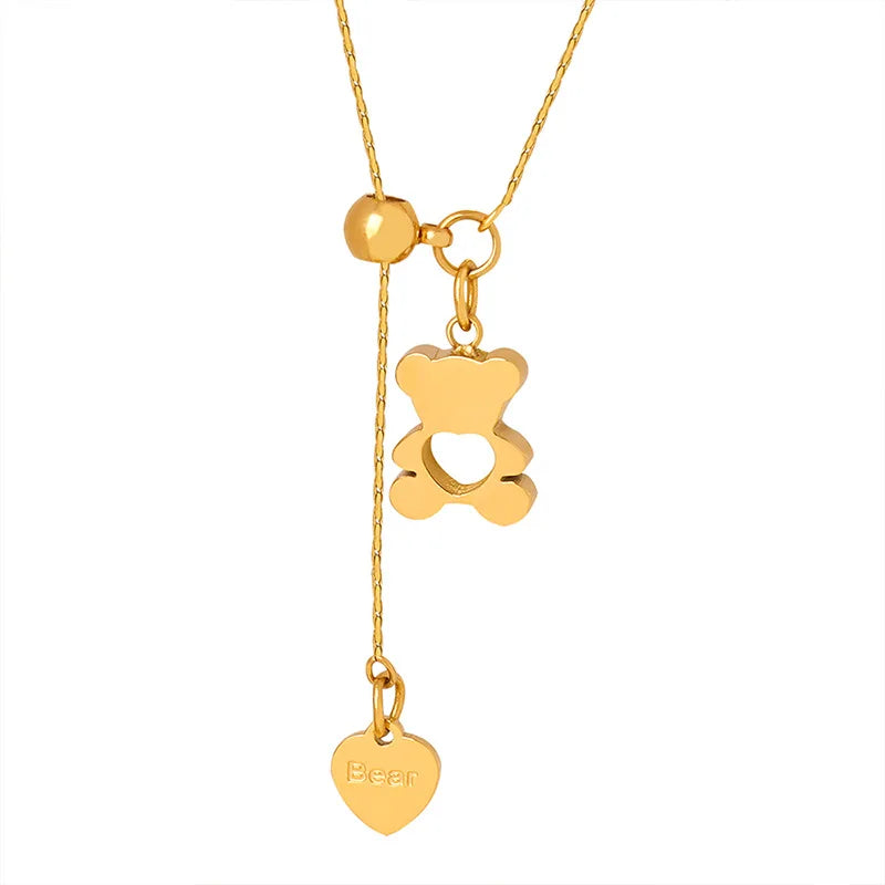 Cuddle Bear Heart Pendant Necklace