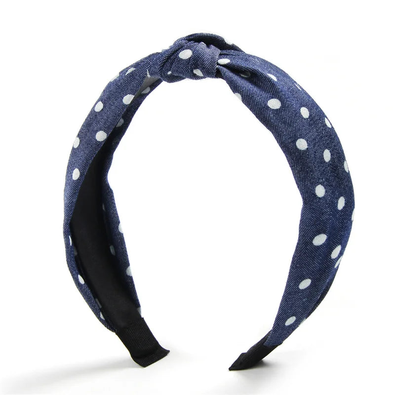 Knotted Denim Print Headband for Women and Girls
