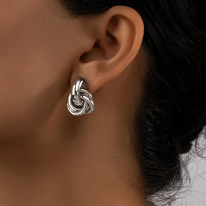 Classic Knot Stud Earrings in Gold and Sleek Silver