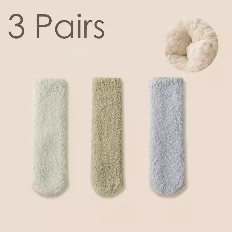 Coral Plush Mid-Tube Slipper Socks for Women