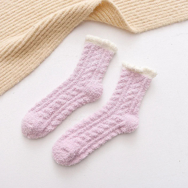 Cozy Cat Claw Coral Velvet Socks for Autumn & Winter