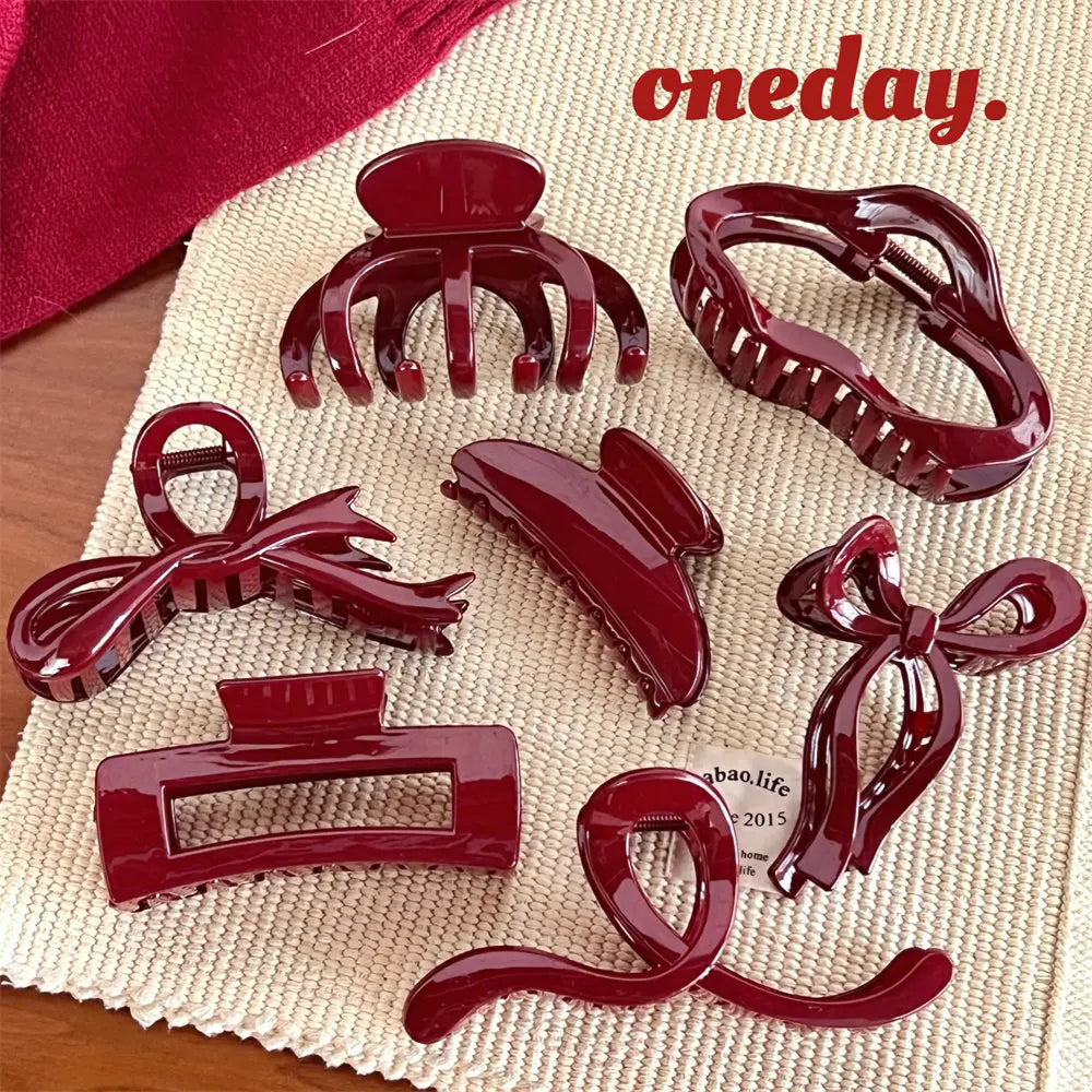 Beautiful Burgundy Wine Red Claw Hair Clip