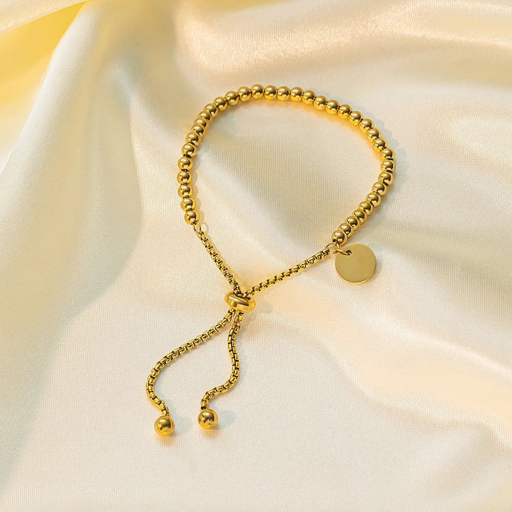 Adjustable Small Ball Beaded Bracelet with elegant Tag