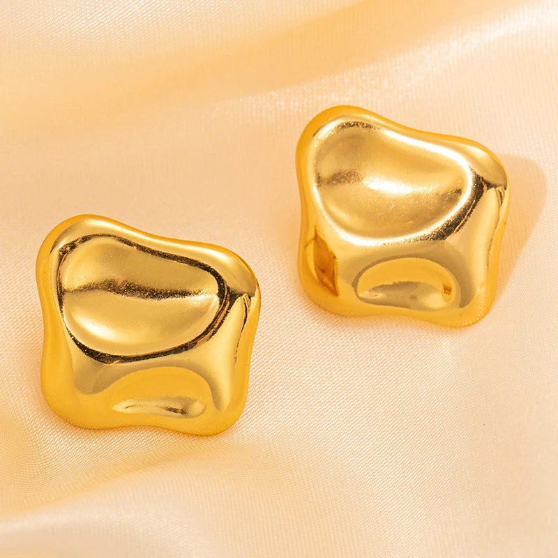 Geometric Pleated Stud Earring Set