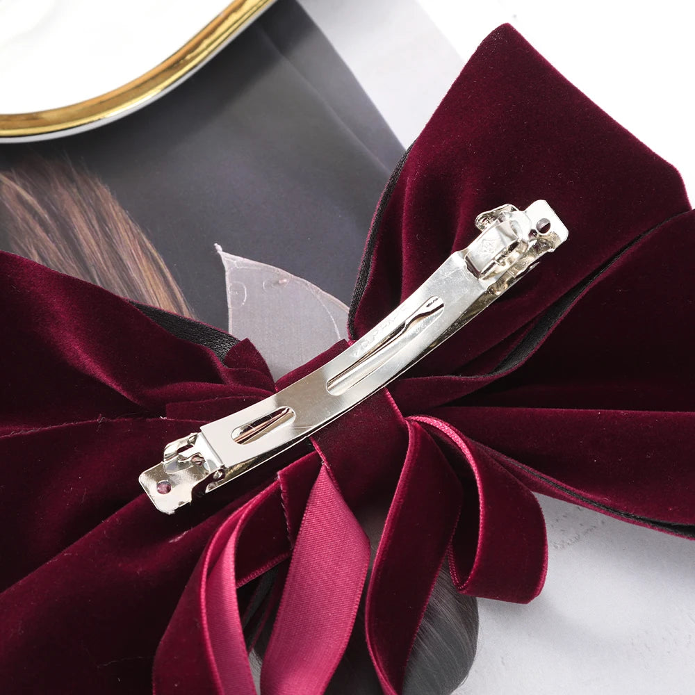 Elegant Velvet Ribbon Bow Hair Clip