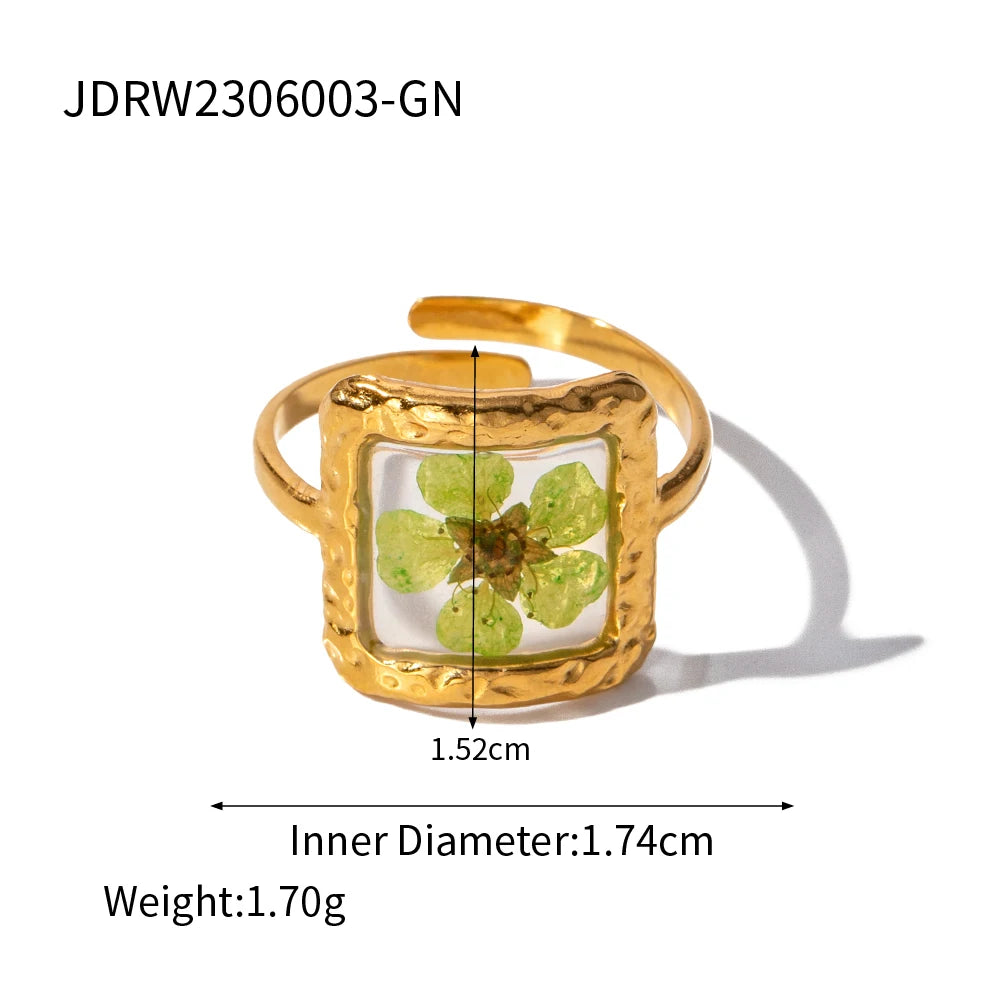 Adjustable Vintage Nature Floral Ring