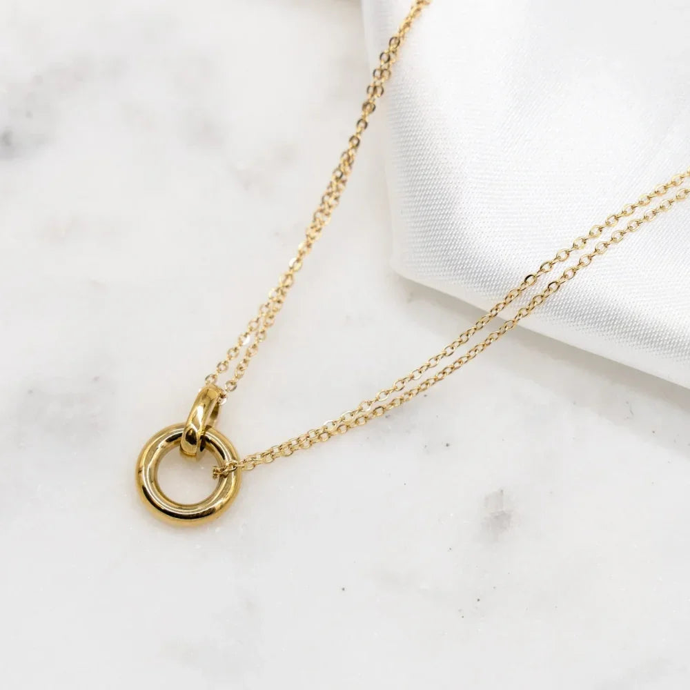 Elysian Harmony Double Circle Pendant Necklace