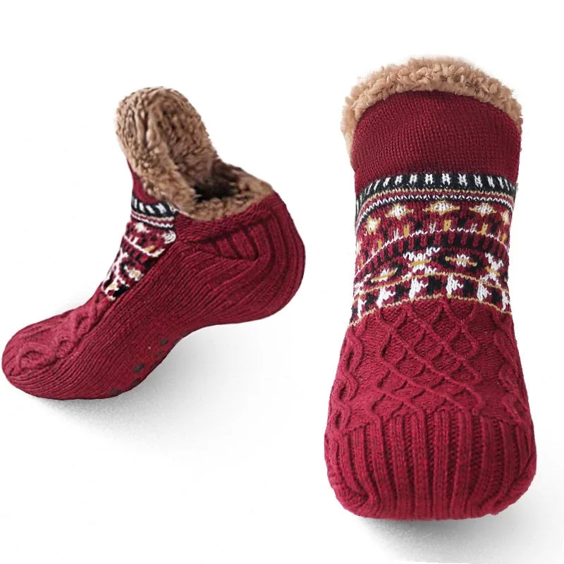 Cozy Fluffy Thermal Floor Socks – Non-Slip Soles Soft Slippers for Home