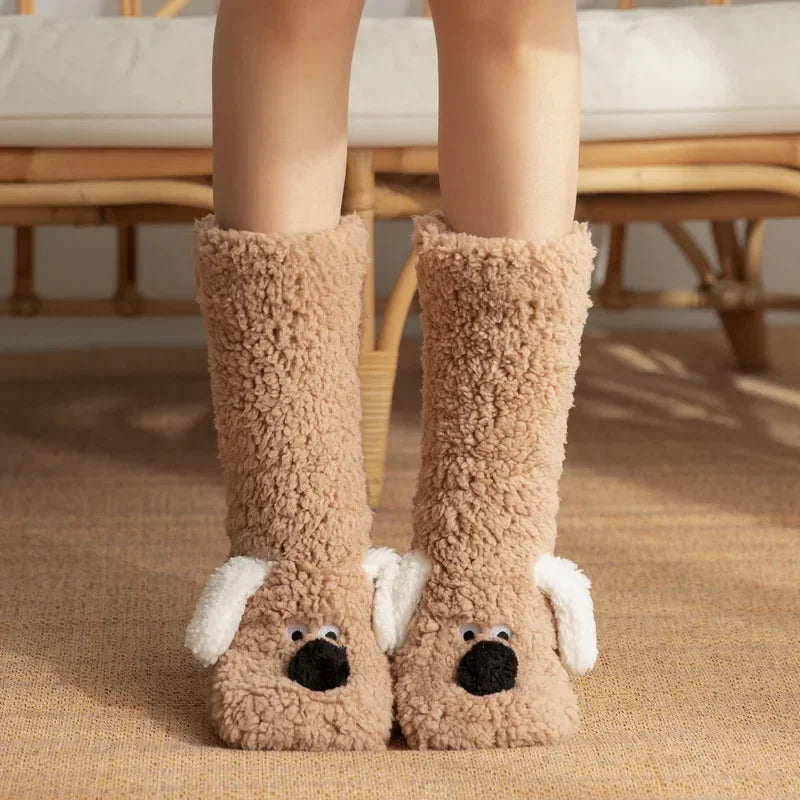Cozy Floor Puppy Socks for Adults - Lounge Edition
