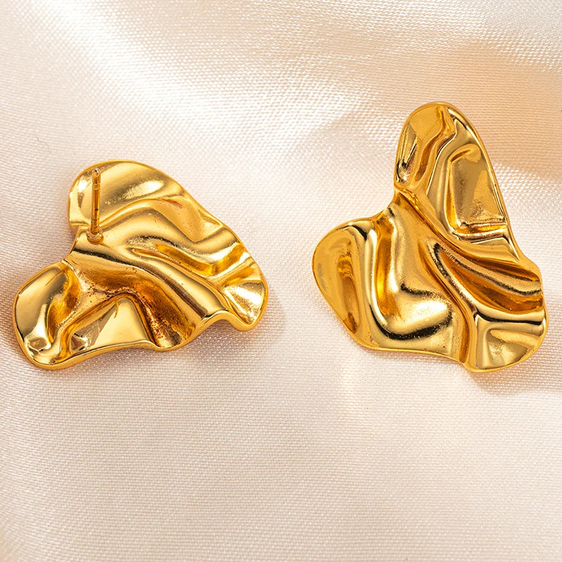 Geometric Pleated Stud Earring Set