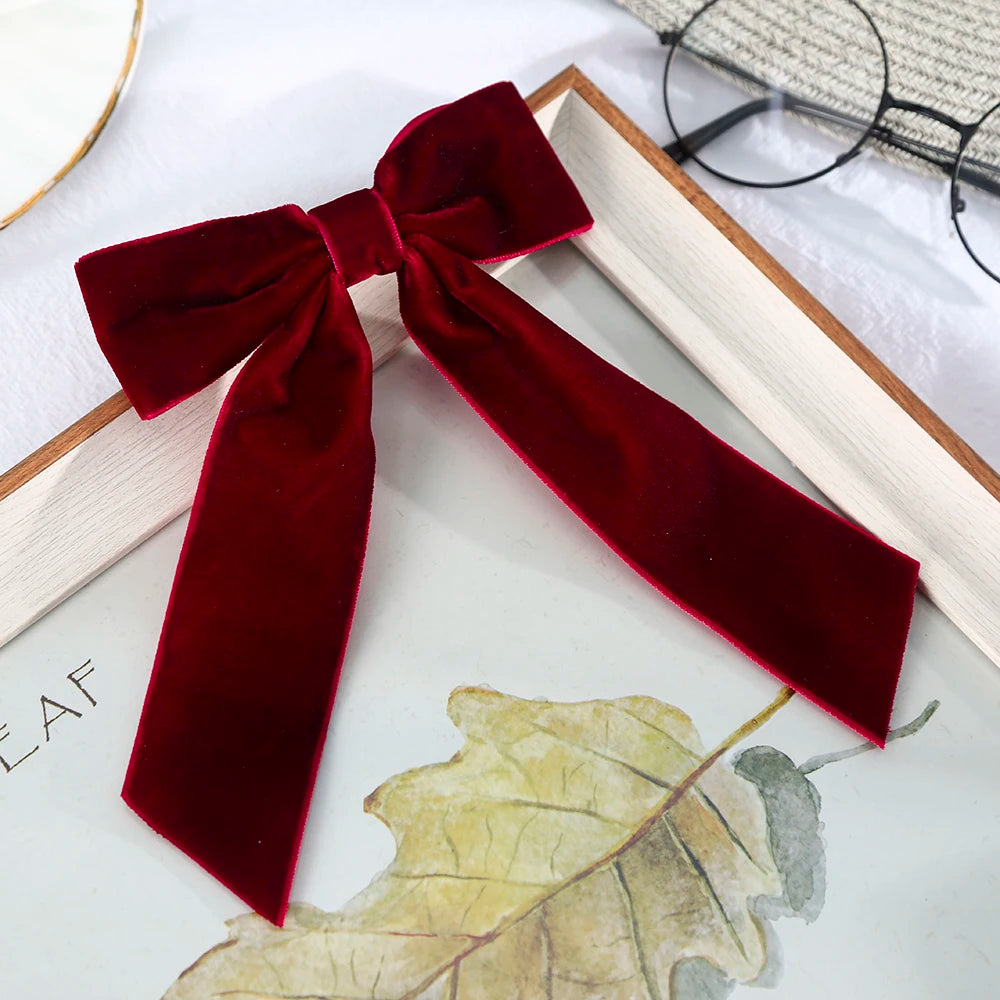 Elegant Velvet Ribbon Bow Hair Clip