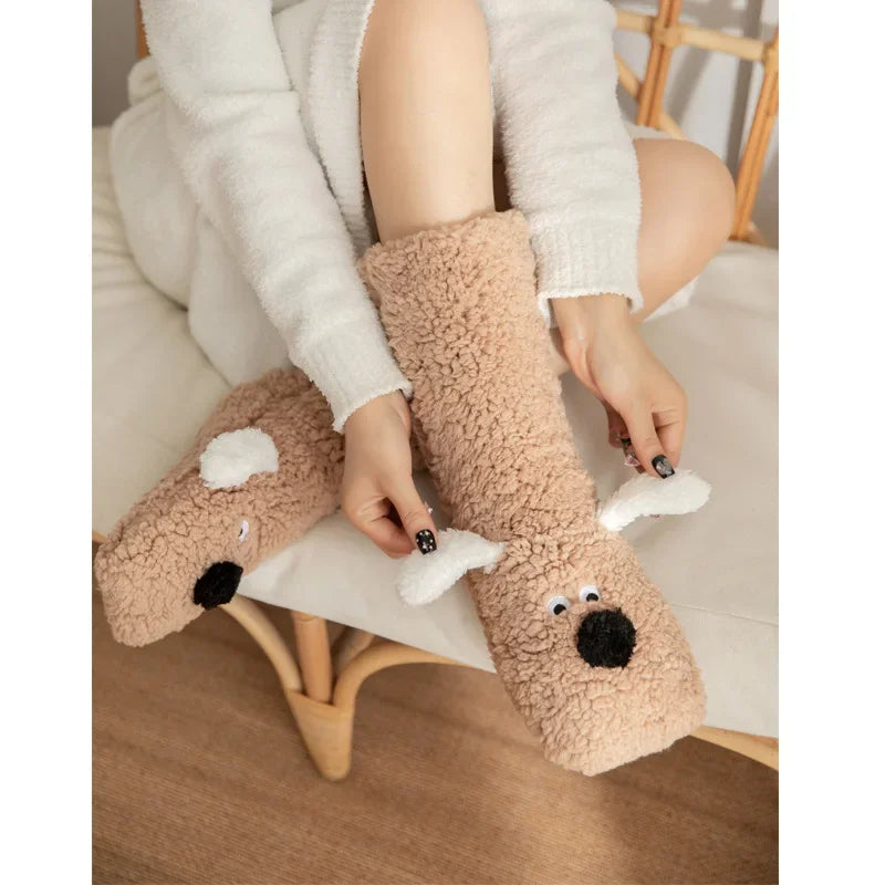 Cozy Floor Puppy Socks for Adults - Lounge Edition