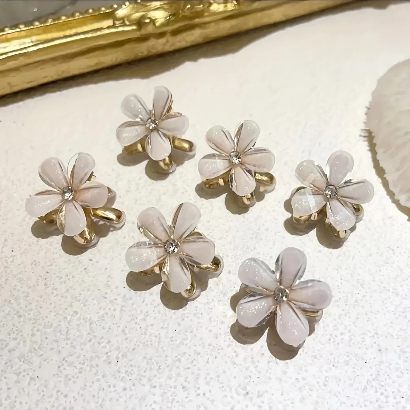 Flower-Shaped Hair Clips with Faux Pearl Accents