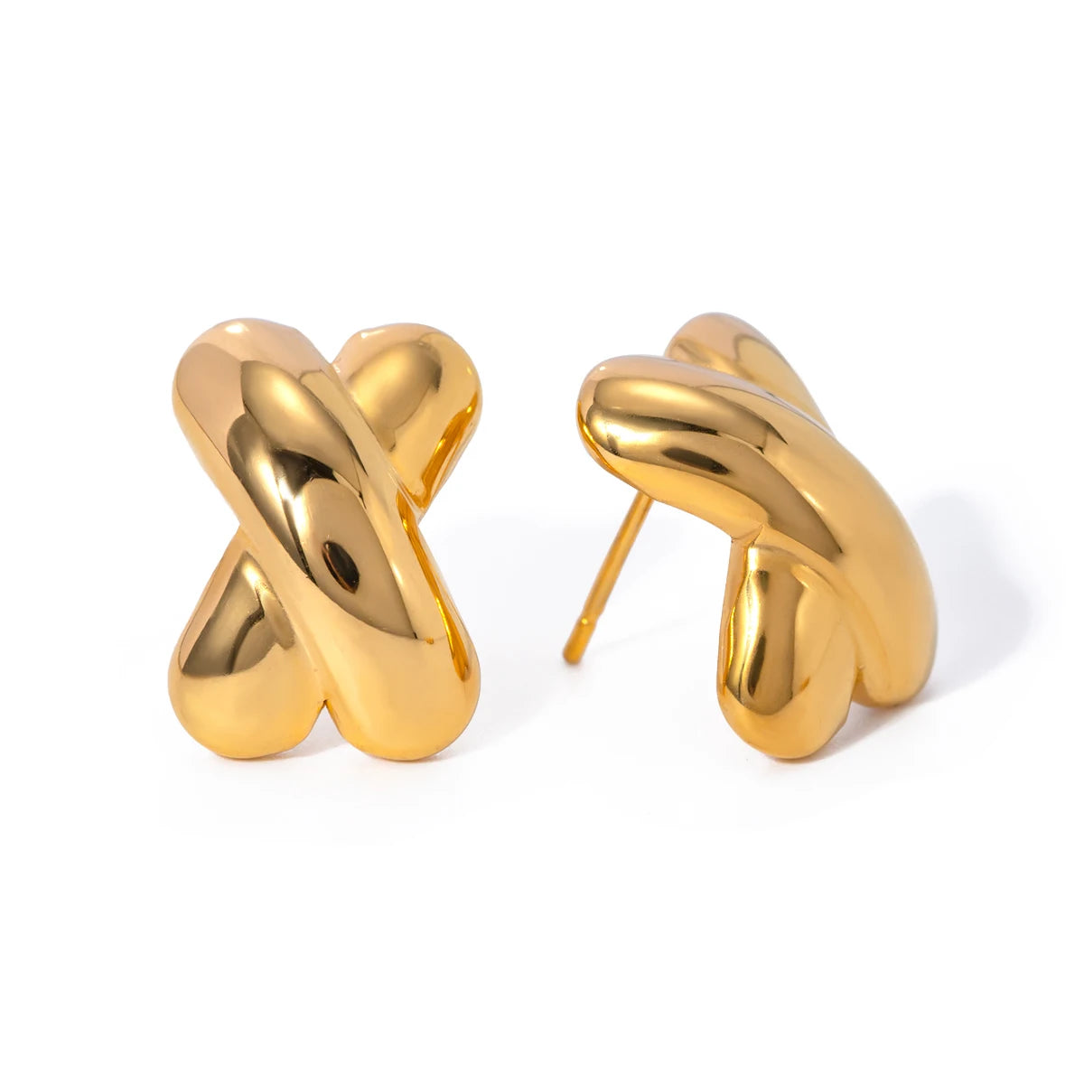 Classical Vintage Golden X-Shaped Stud Earrings