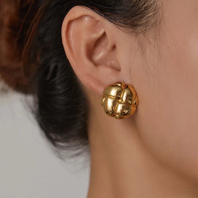 Geometric Pleated Stud Earring Set