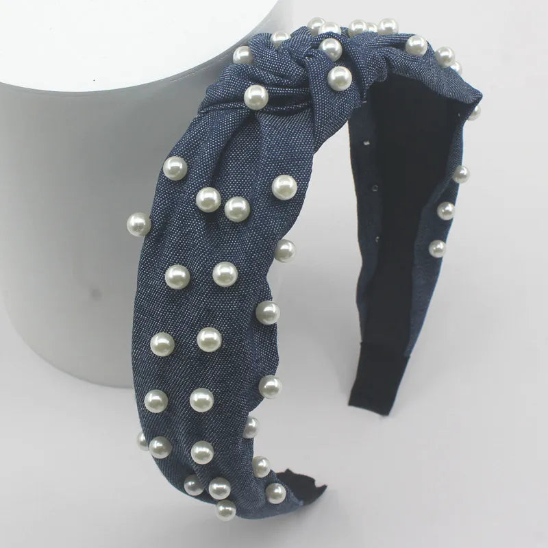 Knotted Denim Print Headband for Women and Girls