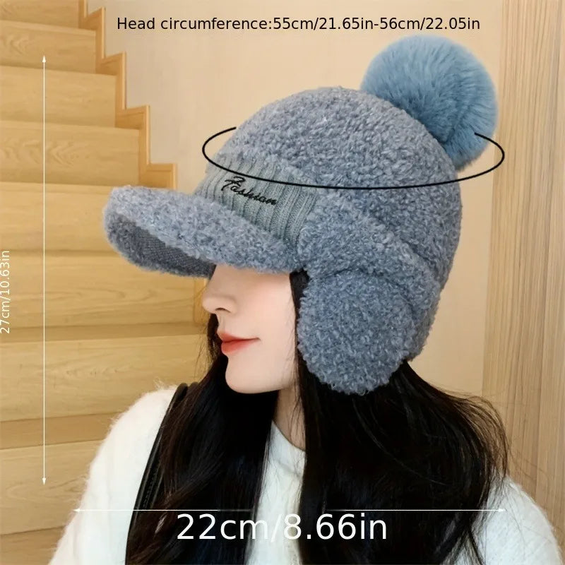 Stylish Windproof Winter Fur Hat with Ear Flaps