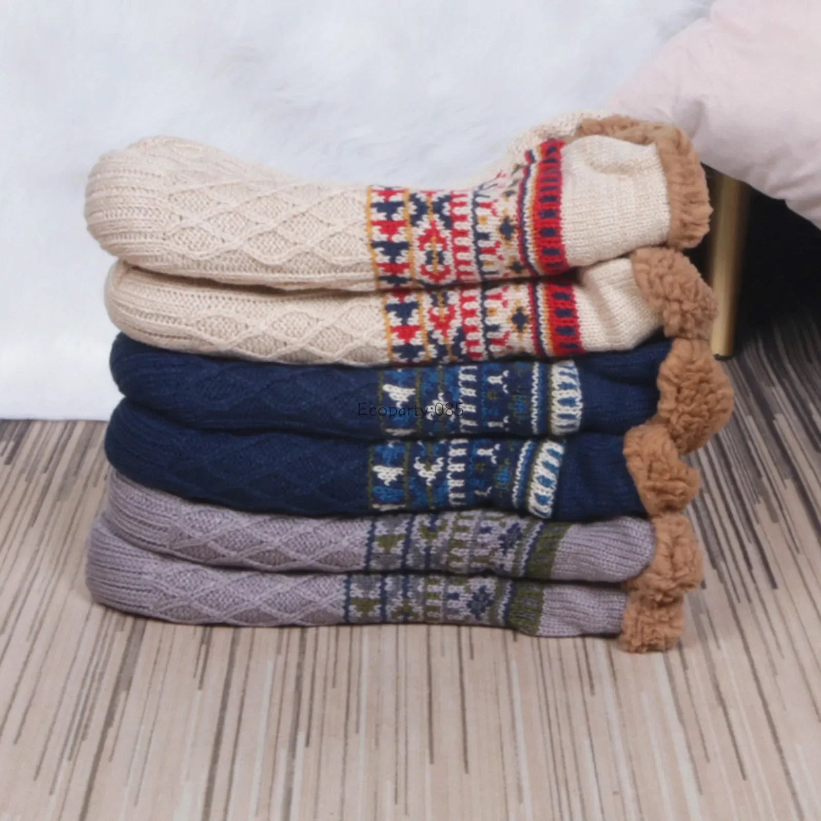 Cozy Fluffy Thermal Floor Socks – Non-Slip Soles Soft Slippers for Home
