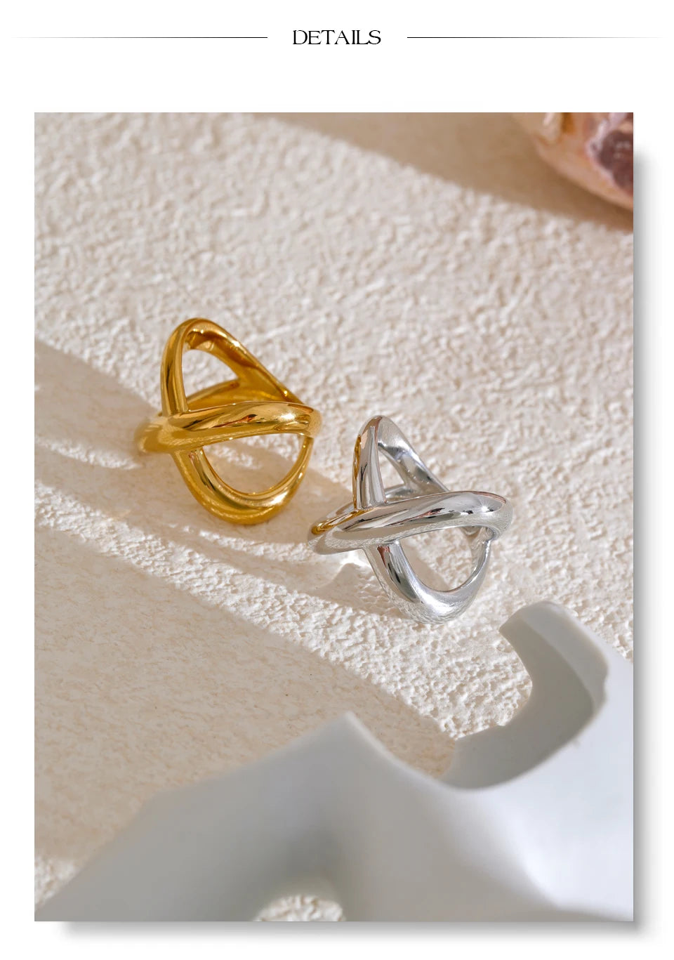 Geometric X-Shape Stainless Steel Statement Ring