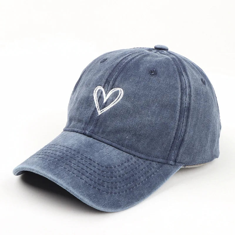 Adjustable Retro Washed Distressed Love Embroidered Basketball Cap