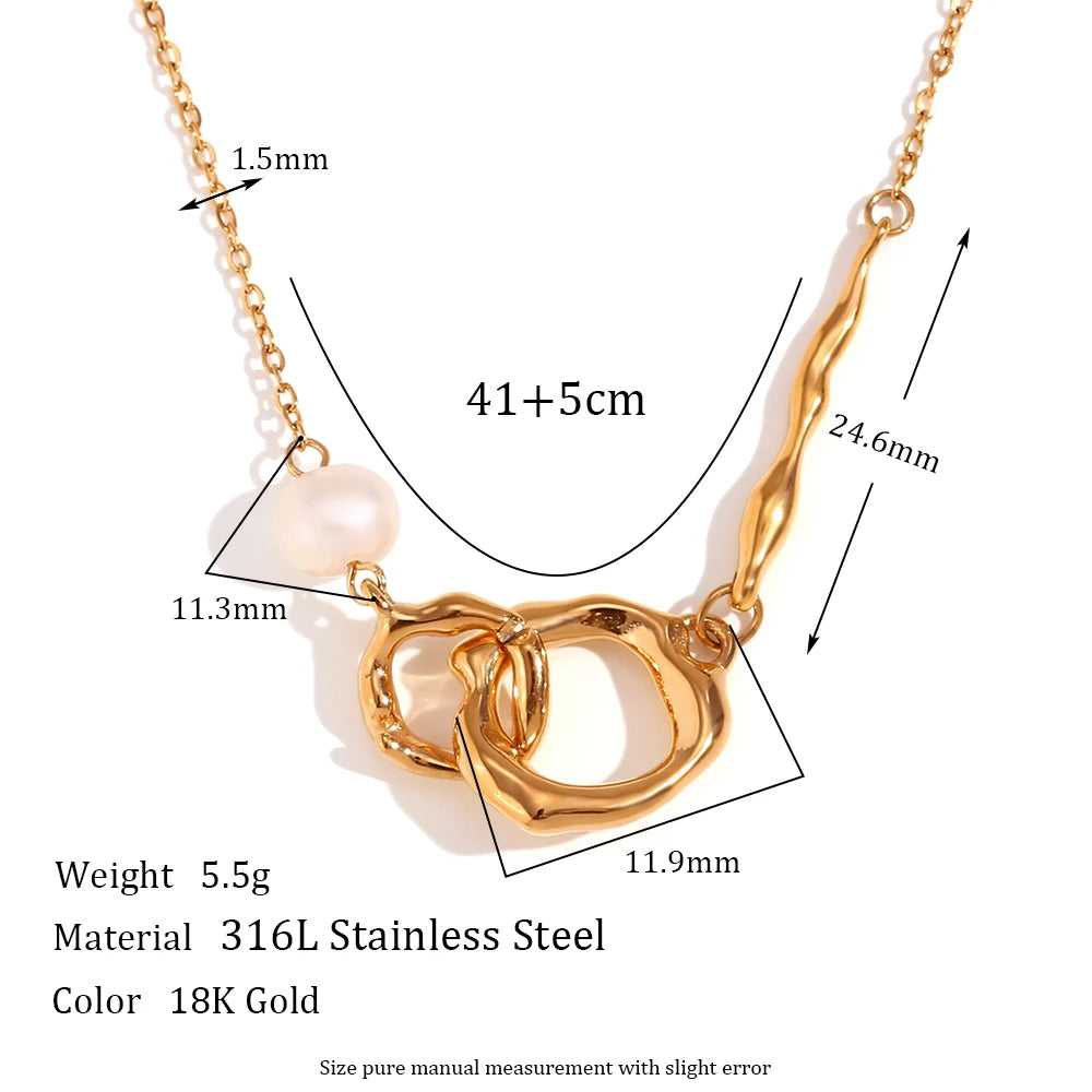 Luminous Elegance: Freshwater Pearl Liquid Loop Necklace