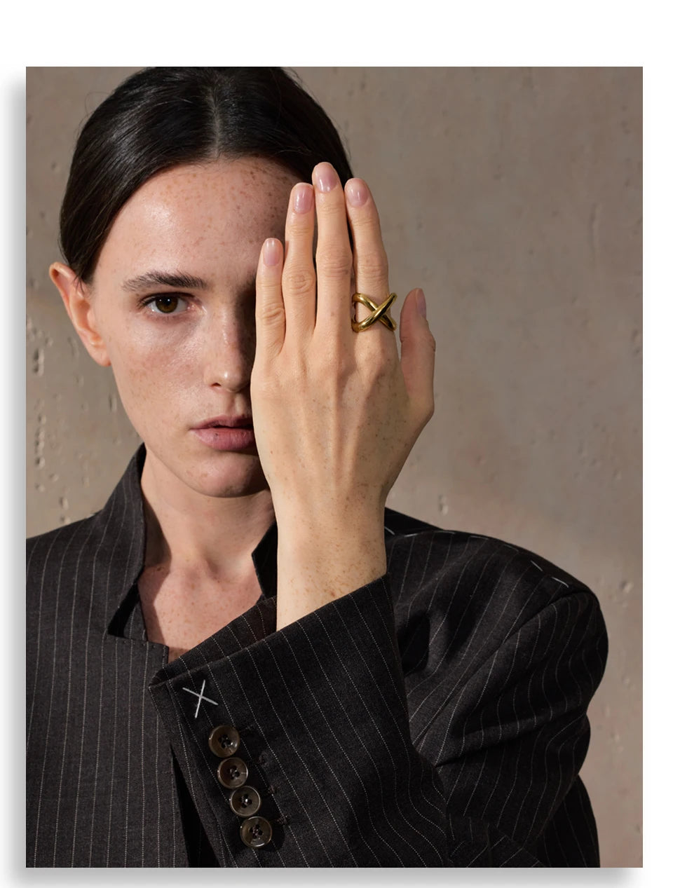 Geometric X-Shape Stainless Steel Statement Ring