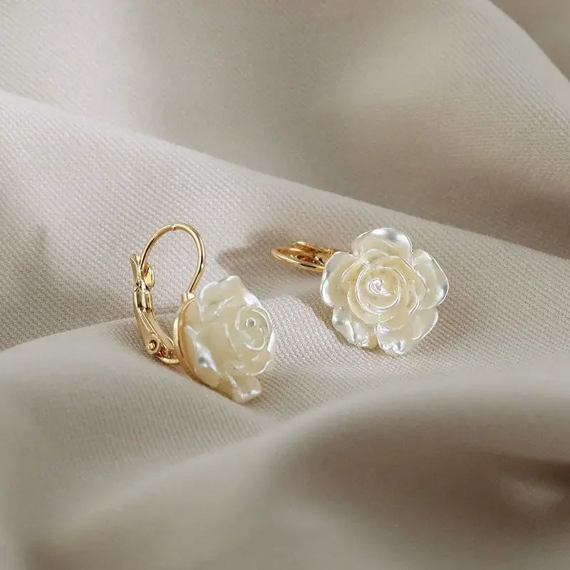 Enamel Multi-Layered Flower Earrings